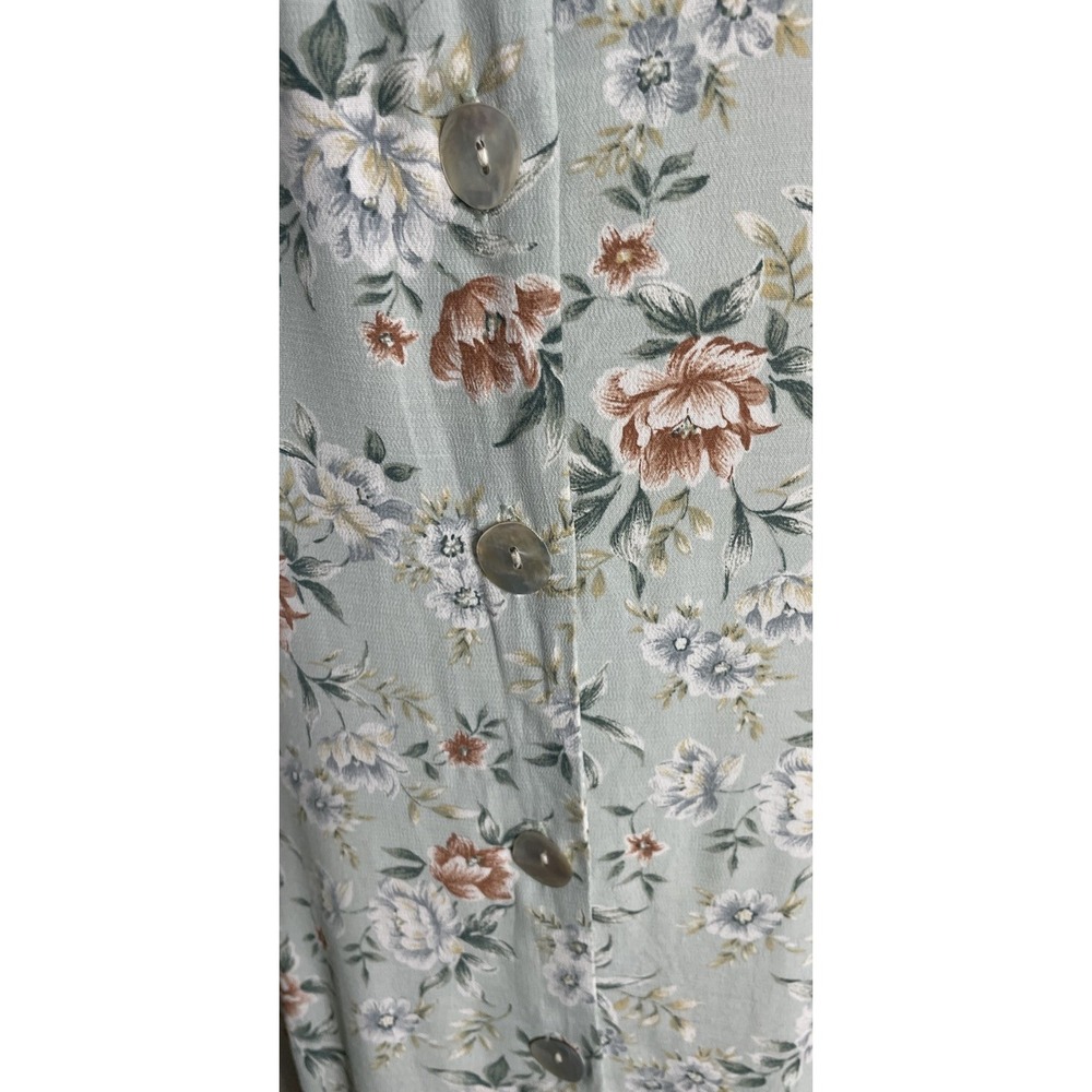 Vtg 90s DJI Floral Cottagecore Ditzy Maxi Button Down Lace Up Back Dress 12 - Picture 3 of 5